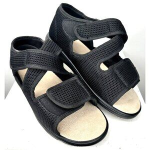 Biotime Womens Sandals Darrell Adjustable Hook & Loop Strap Comfy Black Sz 43/12
